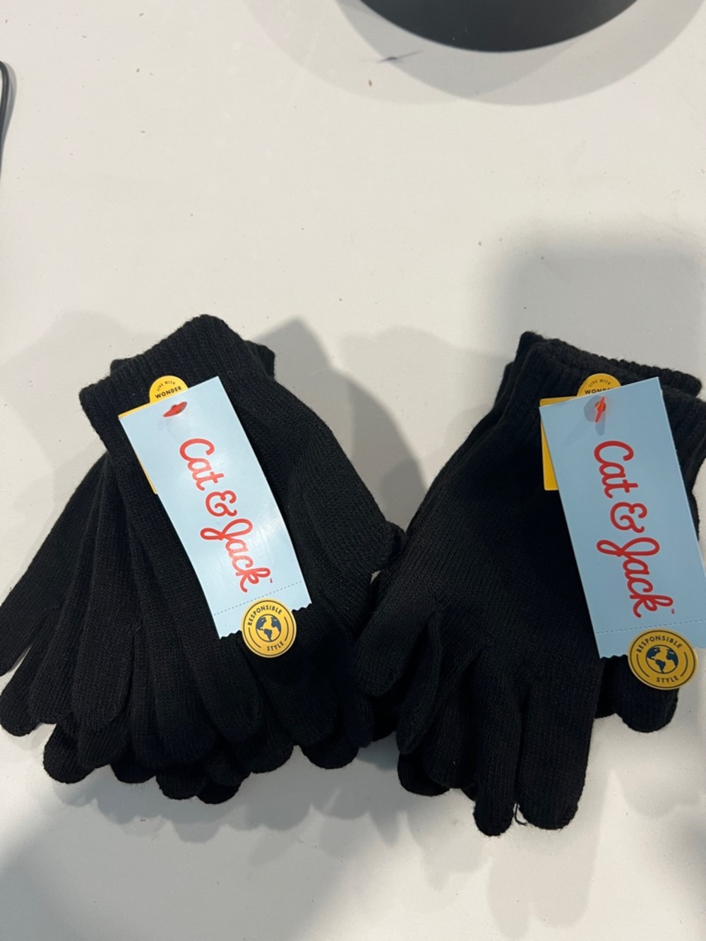 6 pair! $4 Cat & Jack Black Knit Gloves Set